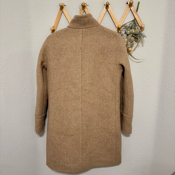 J.Crew Stadium Cocoon Nello Gori Wool Blend Beige Tan Peacoat Sz 0 - Picture 6 of 9
